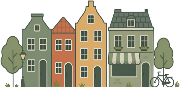 Voorbeeld van huizen in Nederlandse buurt